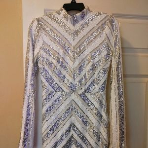 Silver and white dress